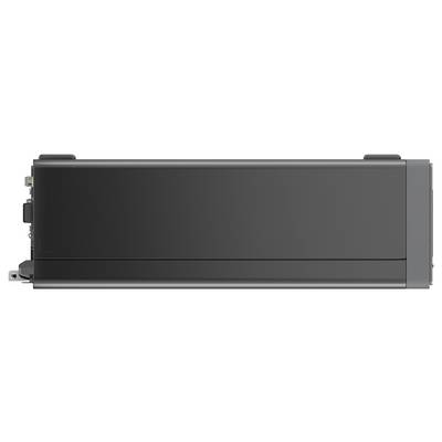 Una cartuccia del toner nero progettata per modelli specifici di stampante, che mostra una vista laterale con punti di connessione e fermagli visibili.