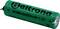 Batteria verde cilindrica con etichetta 'Beltrong Ni-MH AA850mAh 1.2V', che mostra il terminale positivo sul lato sinistro.