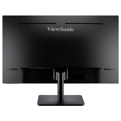 Vista posteriore di un monitor nero ViewSonic, che mostra il supporto e le fessure di ventilazione.