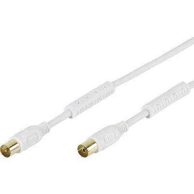 Un cavo RCA bianco con connettori placcati in oro è mostrato su uno sfondo chiaro.