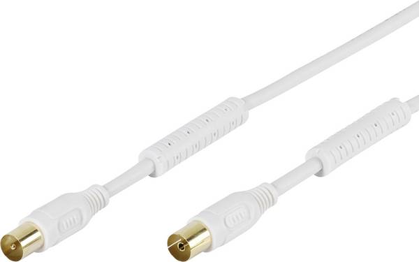 Vivanco Antenna, SAT Cavo [1x Spina coassiale - 1x Spina coassiale] 10 m 100 dB contatti connettore dorati Bianco
