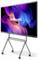 Display touchscreen su un supporto mobile che mostra onde astratte colorate e il testo 'GoBoard'.