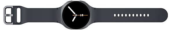 Un orologio intelligente nero con un display rotondo mostra l'ora '2:45'.