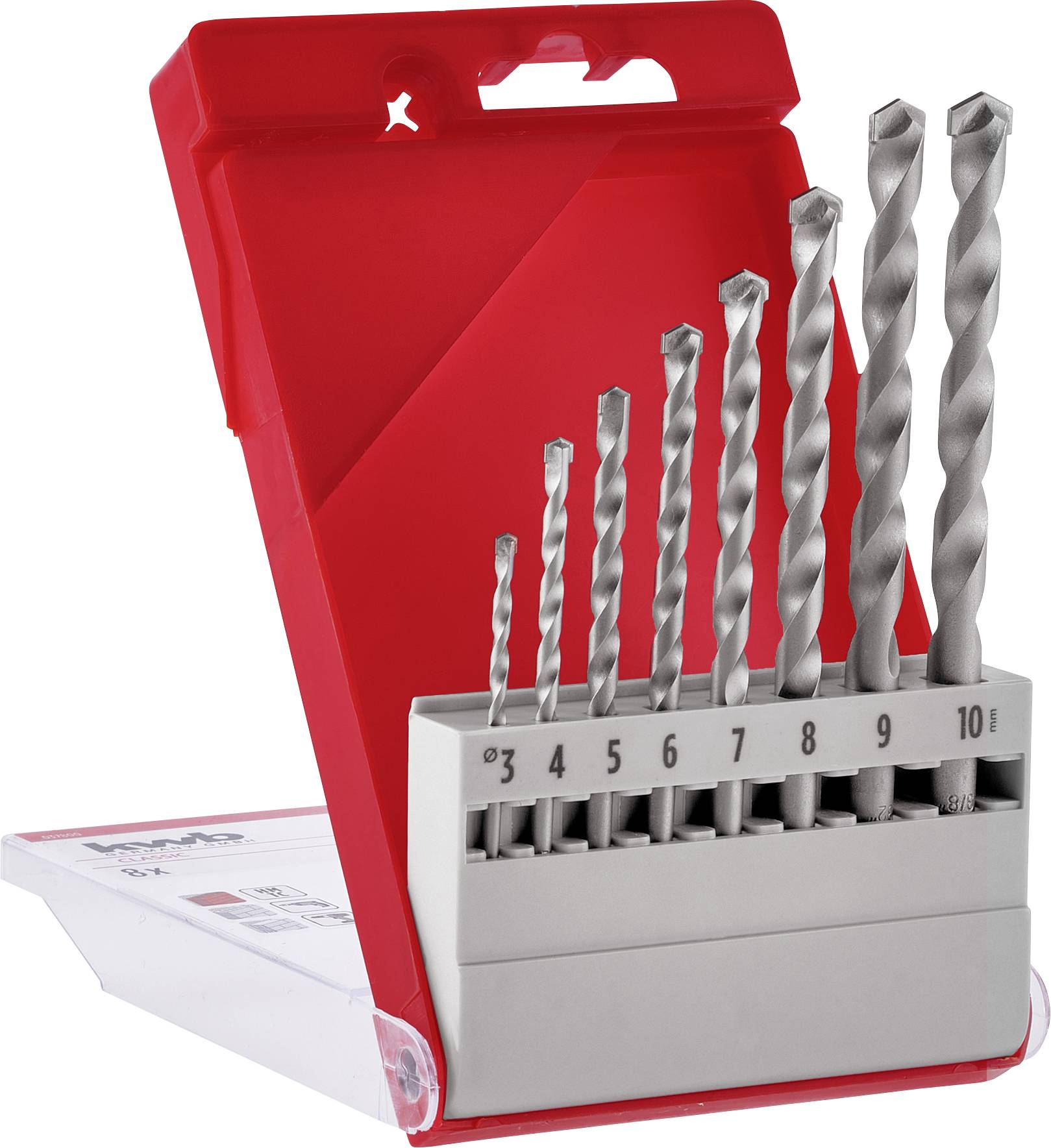 kwb 37800 Kit punte per pietra 8 parti 3 mm, 4 mm, 5 mm, 6 mm, 7 mm, 8 mm, 9 mm, 10 mm 1 KIT-0