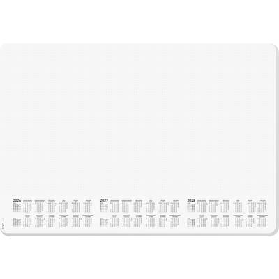 Calendario triennale che copre dal 2026 al 2028, visualizzato in basso con mesi e giorni, su uno sfondo bianco vuoto per la pianificazione.
