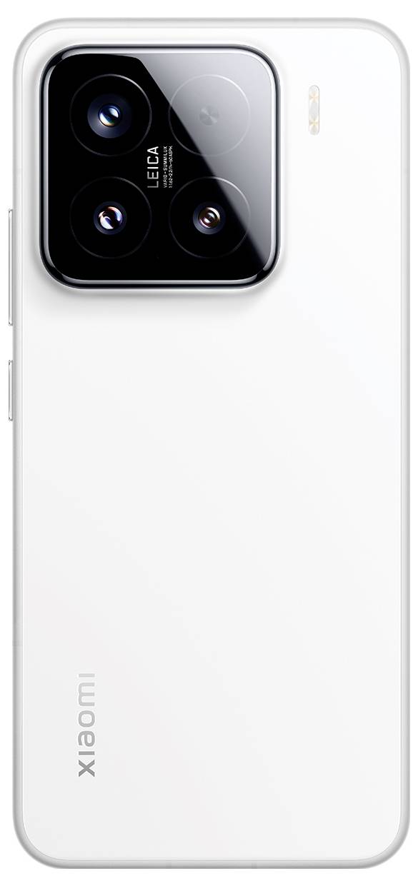 Un elegante smartphone bianco con un sistema tripla fotocamera e il marchio 'xiaomi'. Il telefono è posizionato in modo angolato, enfatizzando il suo design.