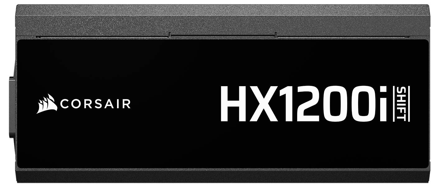 'Corsair HX1200i SHIFT' su un componente hardware per computer in nero e grigio.