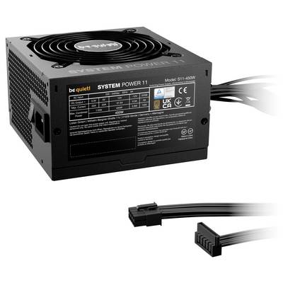 Silenzio! Alimentatore SYSTEM POWER 11, modello da 450W, dotato di multiple certificazioni e ventola di raffreddamento, con cavi di connessione.
