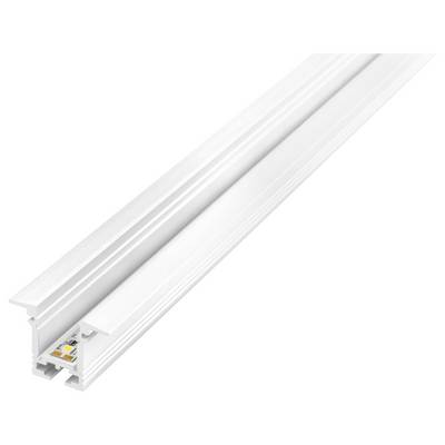 Profilo in alluminio per LED con copertura diffusa, progettato per installazioni di strisce LED. Fornisce una distribuzione uniforme della luce e protezione.