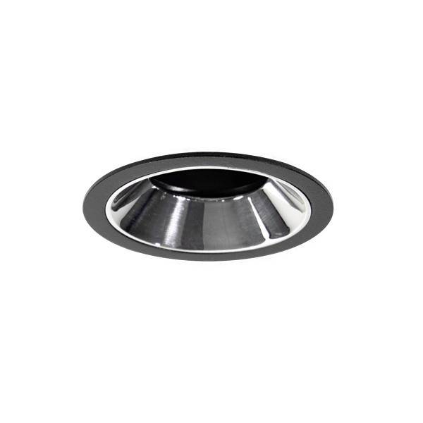 Una plafoniera da incasso rotonda in metallo con anello esterno nero su sfondo bianco.