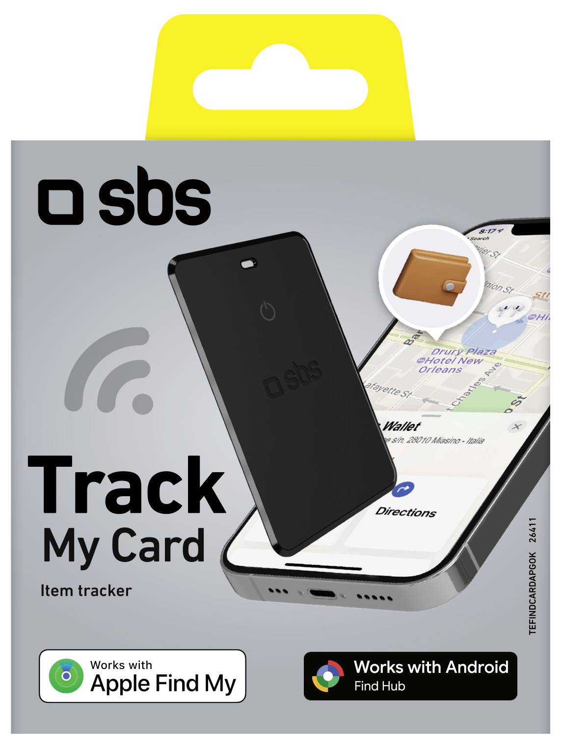 sbs mobile Track my Card Portachiavi AirTag Nero-1