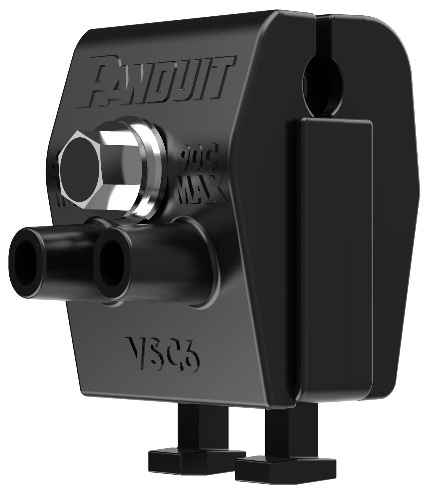 Strumento nero Panduit VSC6 con connettori tubolari e un bullone esagonale, utilizzato per cablaggio o gestione dei cavi.