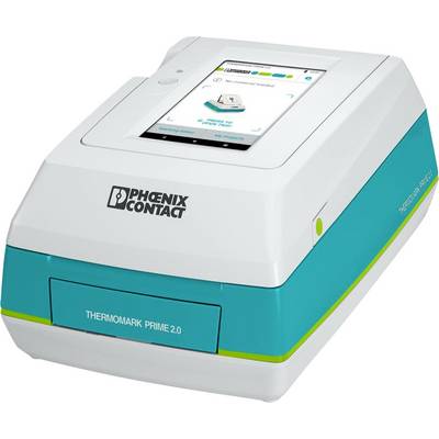 'Phoenix Contact Thermomark Prime 2.0' dispositivo di stampa portatile con interfaccia touchscreen per la creazione e la gestione di etichette.