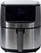 Un'air fryer in acciaio inossidabile con display digitale che mostra le impostazioni di temperatura e tempo, con l'etichetta 'Gastroback'.
