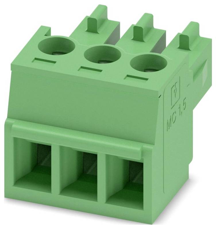 Un blocco terminale verde con leve arancioni, dotato di più punti di connessione per fissare i cavi elettrici.