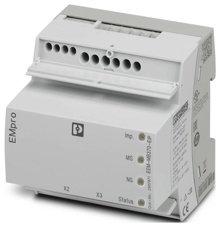 Contatore energetico digitale che mostra i terminali di connessione e gli indicatori di stato, utilizzato per il monitoraggio e la misurazione del consumo di energia elettrica.
