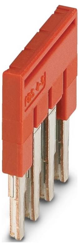 Un ponticello elettrico rosso in plastica e metallo utilizzato per collegare i pin sui circuiti stampati.