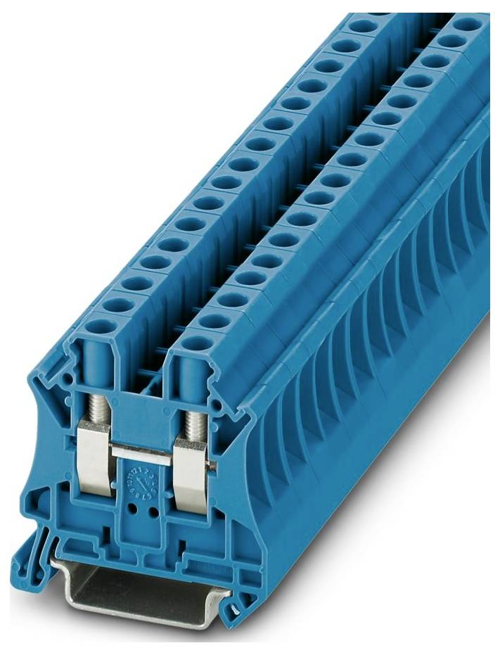 Un blocco terminale blu utilizzato in applicazioni elettriche, dotato di più slot di connessione e di un robusto involucro protettivo per un cablaggio sicuro.