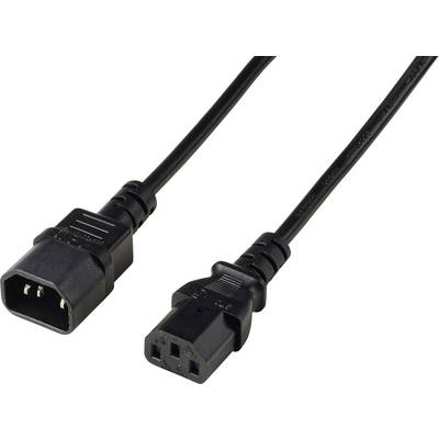 Cavo di alimentazione nero con spina maschio IEC C14 da un lato e connettore femmina IEC C13 dall'altro.