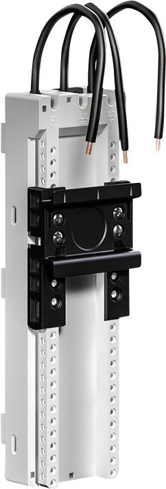 Un componente elettrico con più terminali e fili neri che sporgono dalla parte superiore, utilizzato per connessioni o protezioni di circuiti.