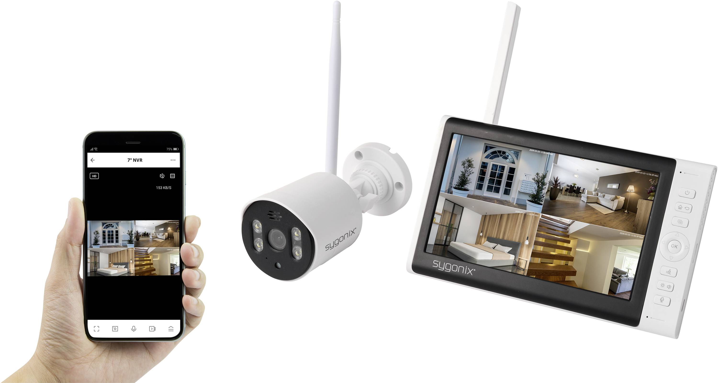 Sygonix SY-7187100 senza fili-Kit videocamere sorveglianza 4 canali con 1 camera 1280 x 720 Pixel 2.4 GHz-15