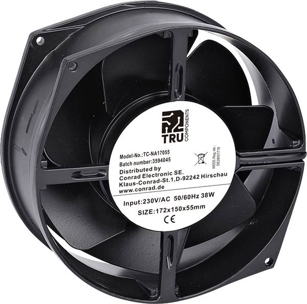 TRU COMPONENTS TC-NA17055 Ventola assiale 230 V/AC 400 m³/h (L x L x A) 172 x 150 x 55 mm