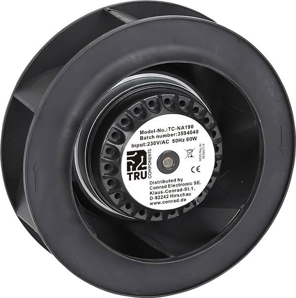 TRU COMPONENTS TC-NA190 Ventilatore radiale  230 V/AC 570 m³/h (Ø x A) 190 mm x 68.5 mm