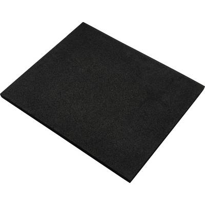 Un pannello di schiuma acustica nera mostrato da una leggera angolazione, utilizzato per l'insonorizzazione o il trattamento acustico in studi e spazi di registrazione.