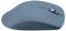 Mouse per computer wireless blu con un design elegante ed ergonomico, dotato di una rotella di scorrimento e un singolo pulsante sul lato superiore.