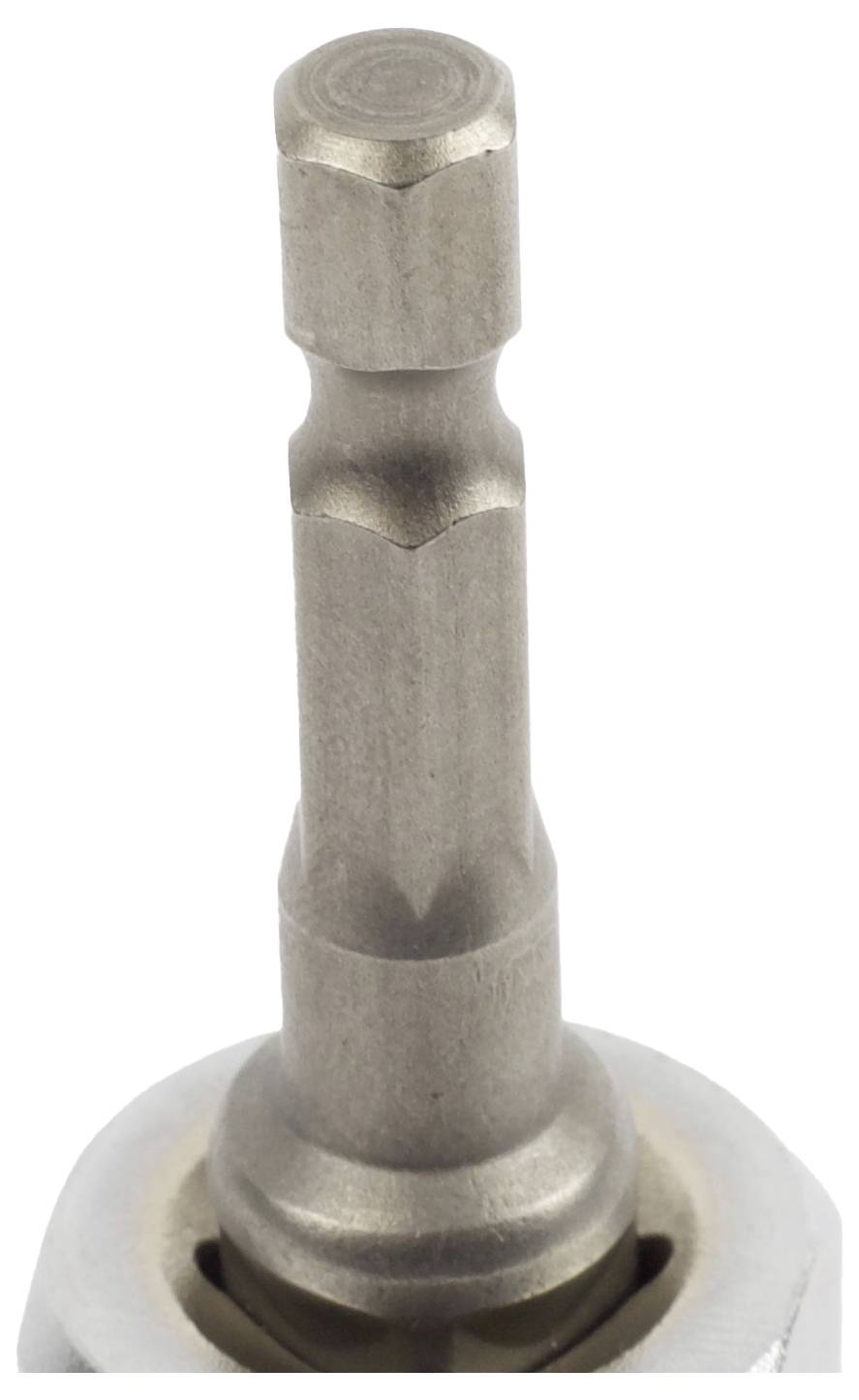 Un inserto per cacciavite in esagono metallico con asta cilindrica, progettato per l'uso con utensili elettrici o manici manuali.
