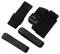 Cinghie in nylon nero con fibbie e chiusure in velcro, utilizzate per fissare o raggruppare oggetti. Il set include varie dimensioni e tipi.