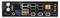 Pannello posteriore di una scheda madre del computer che mostra varie porte tra cui HDMI, USB, Ethernet e SPDIF, etichettate con 'LiveMixer'.