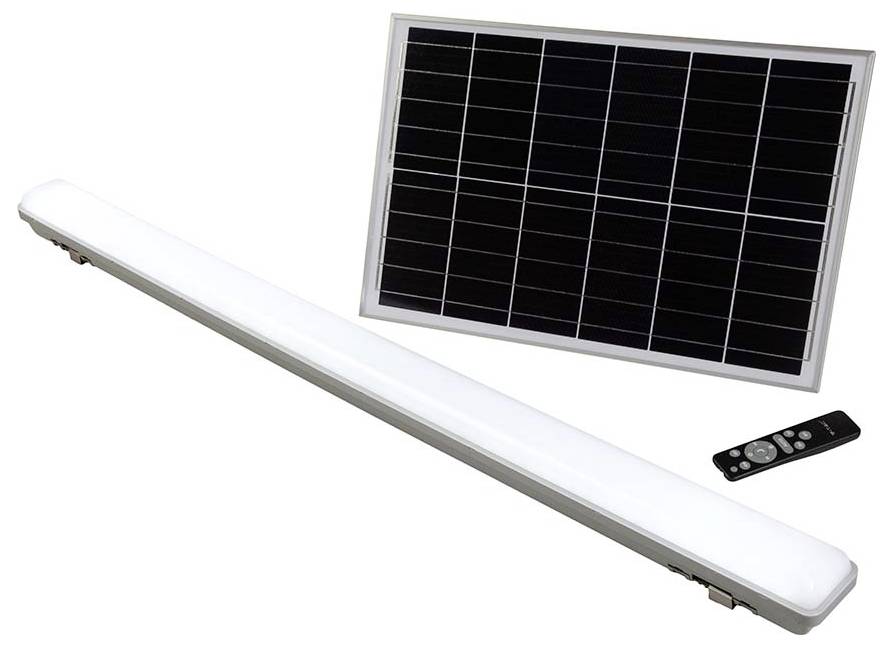 Un dispositivo elettrico in metallo con parte superiore rigata, due connettori di cavo sul lato e un'etichetta che mostra le specifiche di ingresso e uscita.