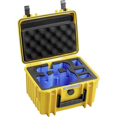 Una custodia protettiva gialla con inserti in schiuma blu personalizzati, progettata per trasportare in modo sicuro attrezzature sensibili.