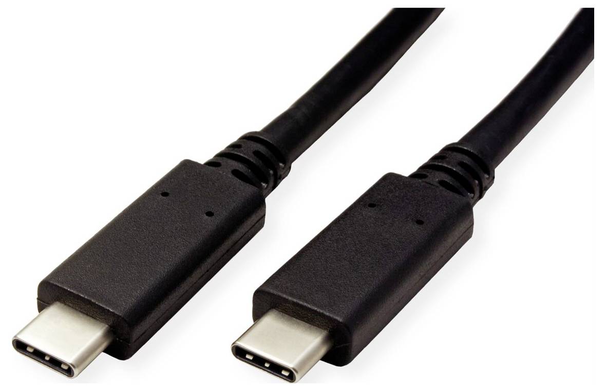 'Due cavi USB-C neri disposti in parallelo, che mostrano i loro connettori.'