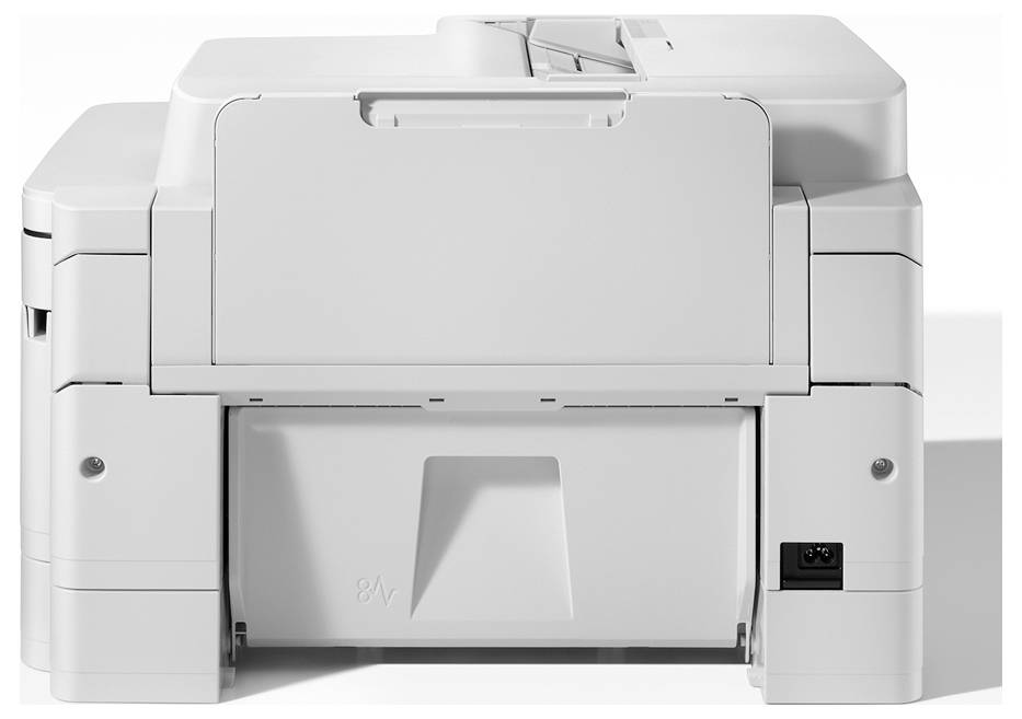 Stampante multifunzione Brother con display digitale e due vassoi carta, progettata per uso domestico o professionale.