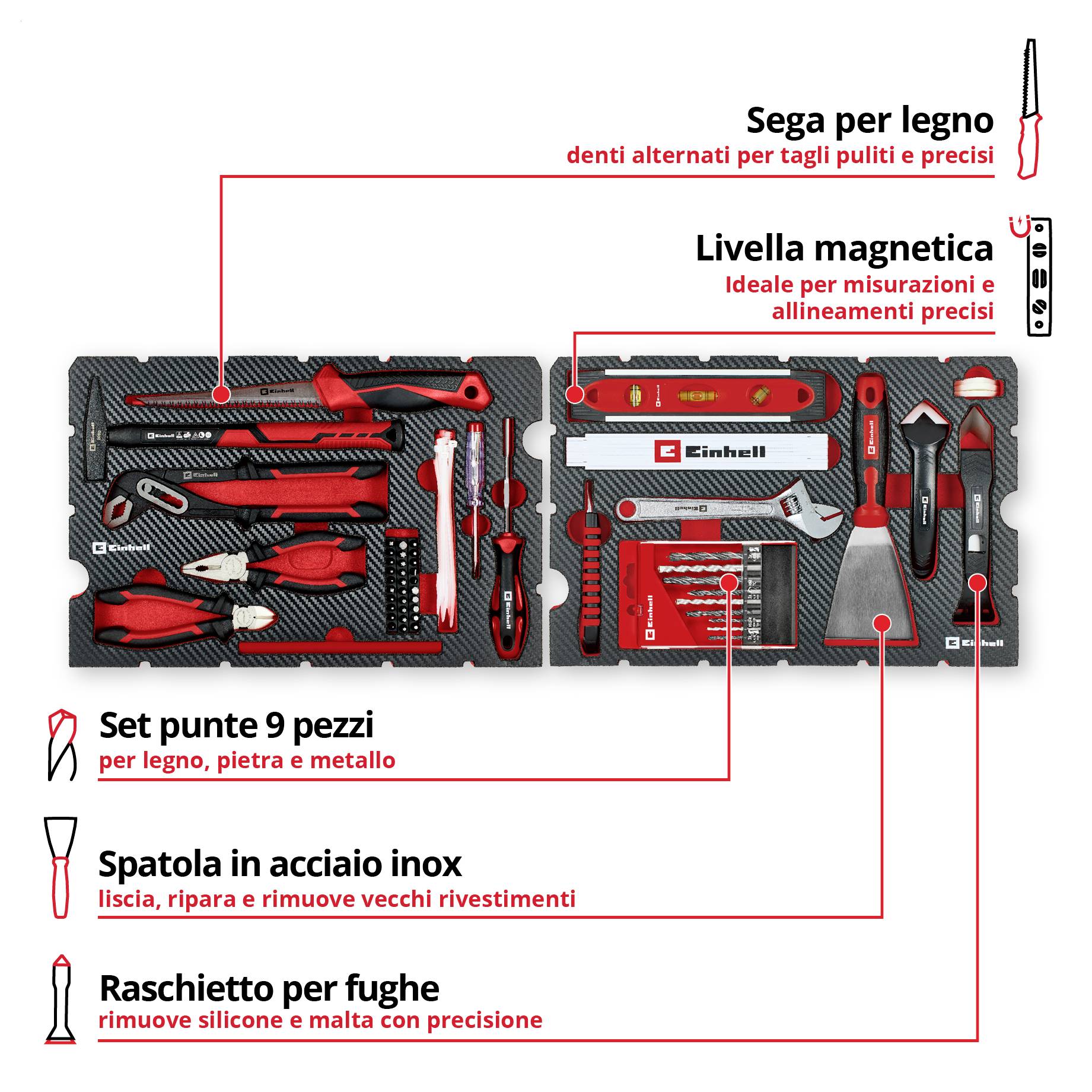 Einhell 78-tlg. Werkzeugkoffer Renovierung 370517 Valigetta porta utensili con contenuto-4