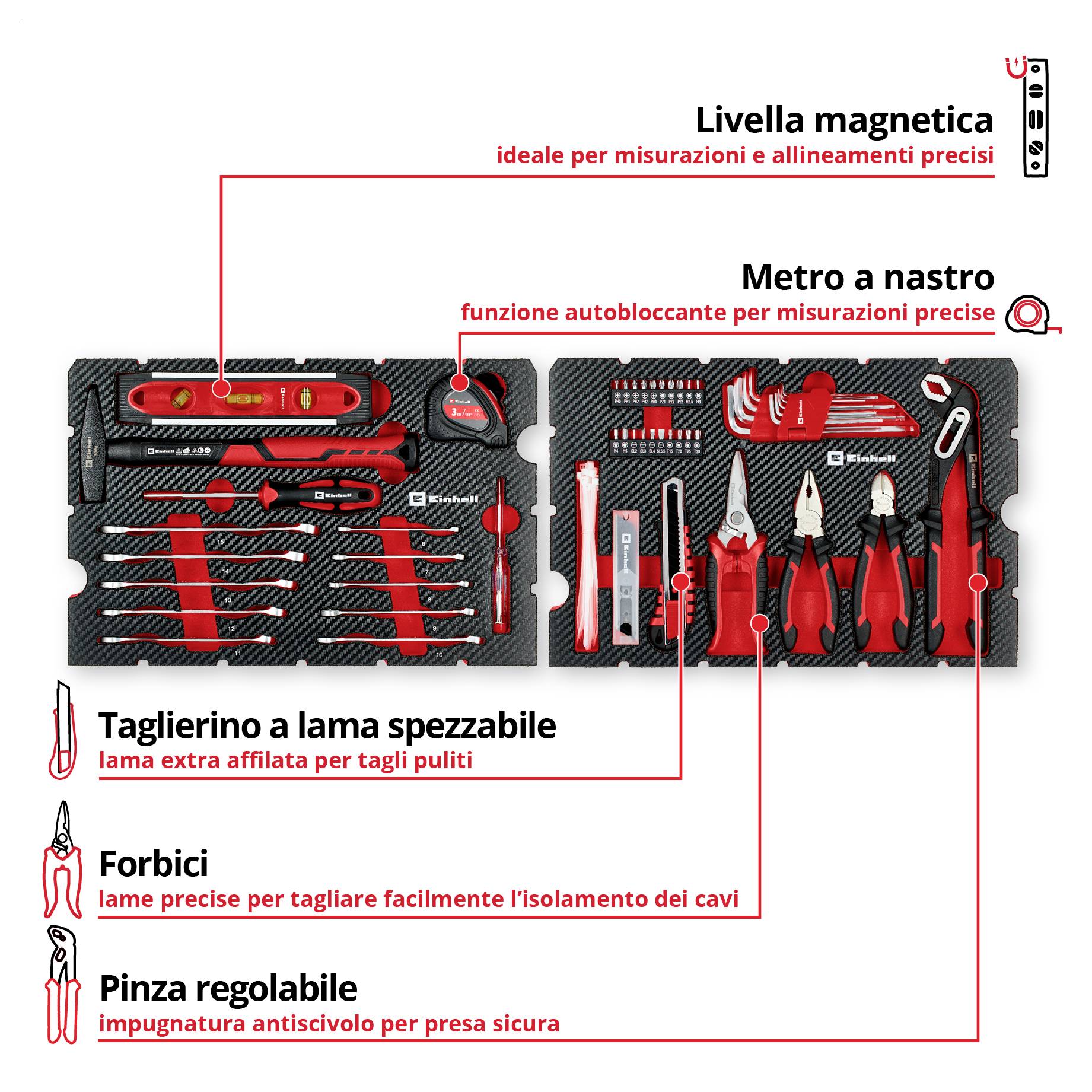 Einhell E-Case Umzug 370511 Valigetta porta utensili con contenuto 79 parti-4