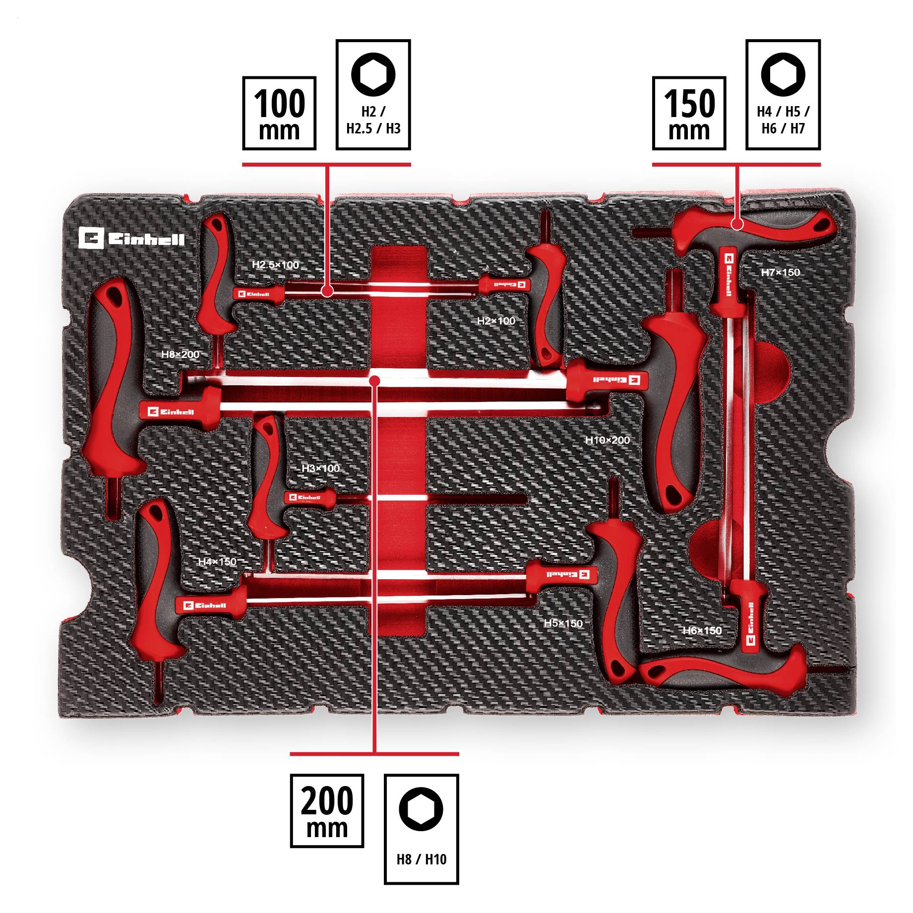 Einhell T-Griff Schraubendreher-Set 9-tlg. Einleger Pad 370526 Inserto 9 parti-1