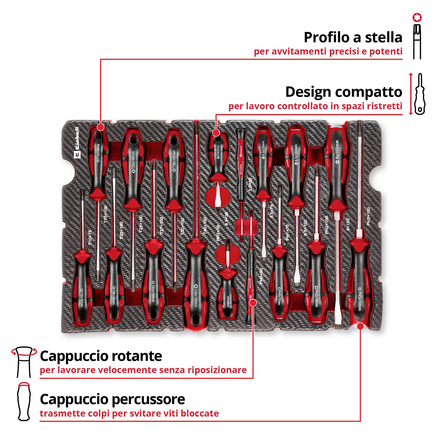 Einhell Schraubendreher-Set 17-tlg. Einleger Pad 370525 Inserto 17 parti-3