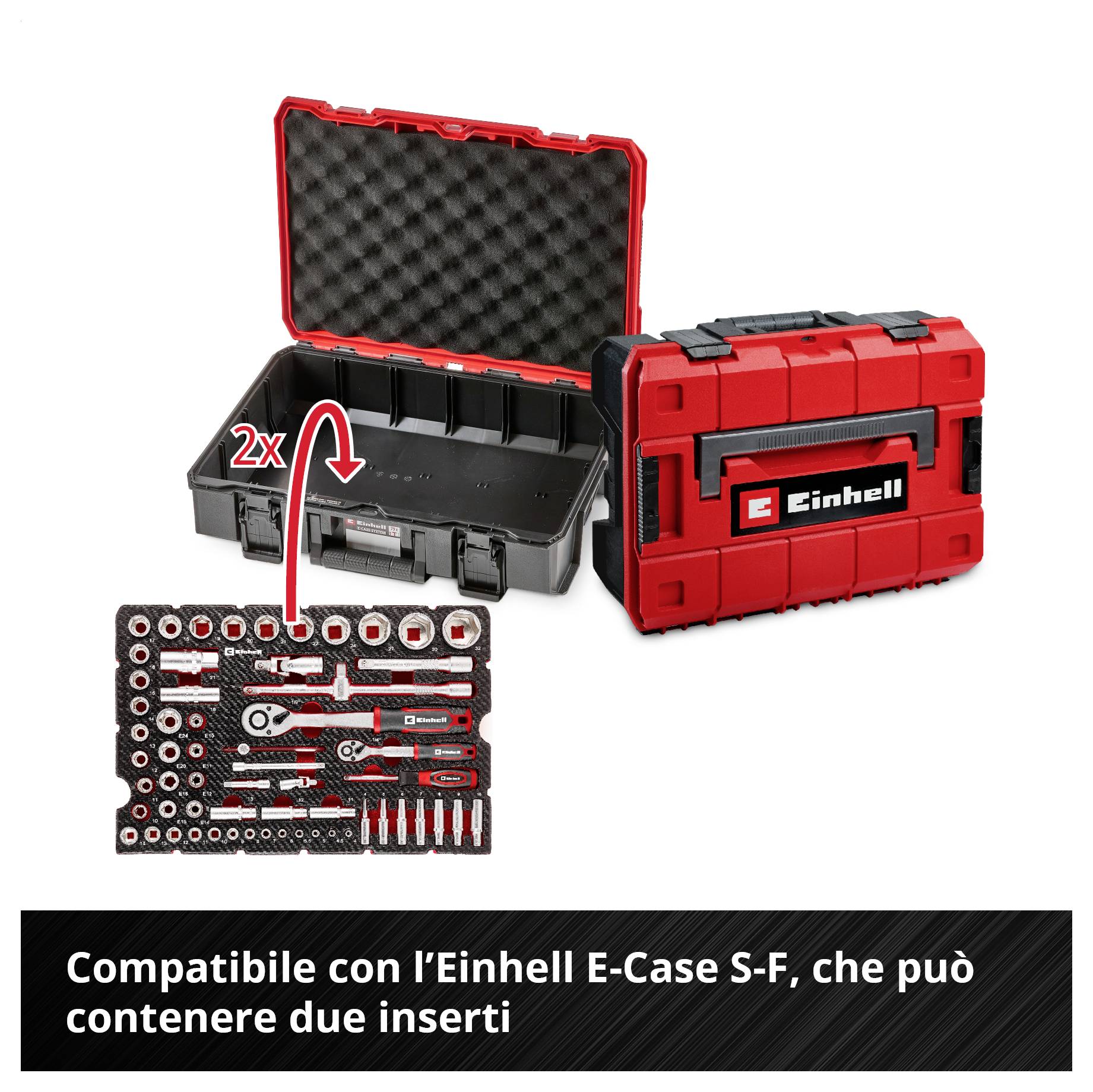 Einhell Stecknuss & Ratschen-Set 60-tlg. Einleger Pad 370520 Inserto 60 parti-2