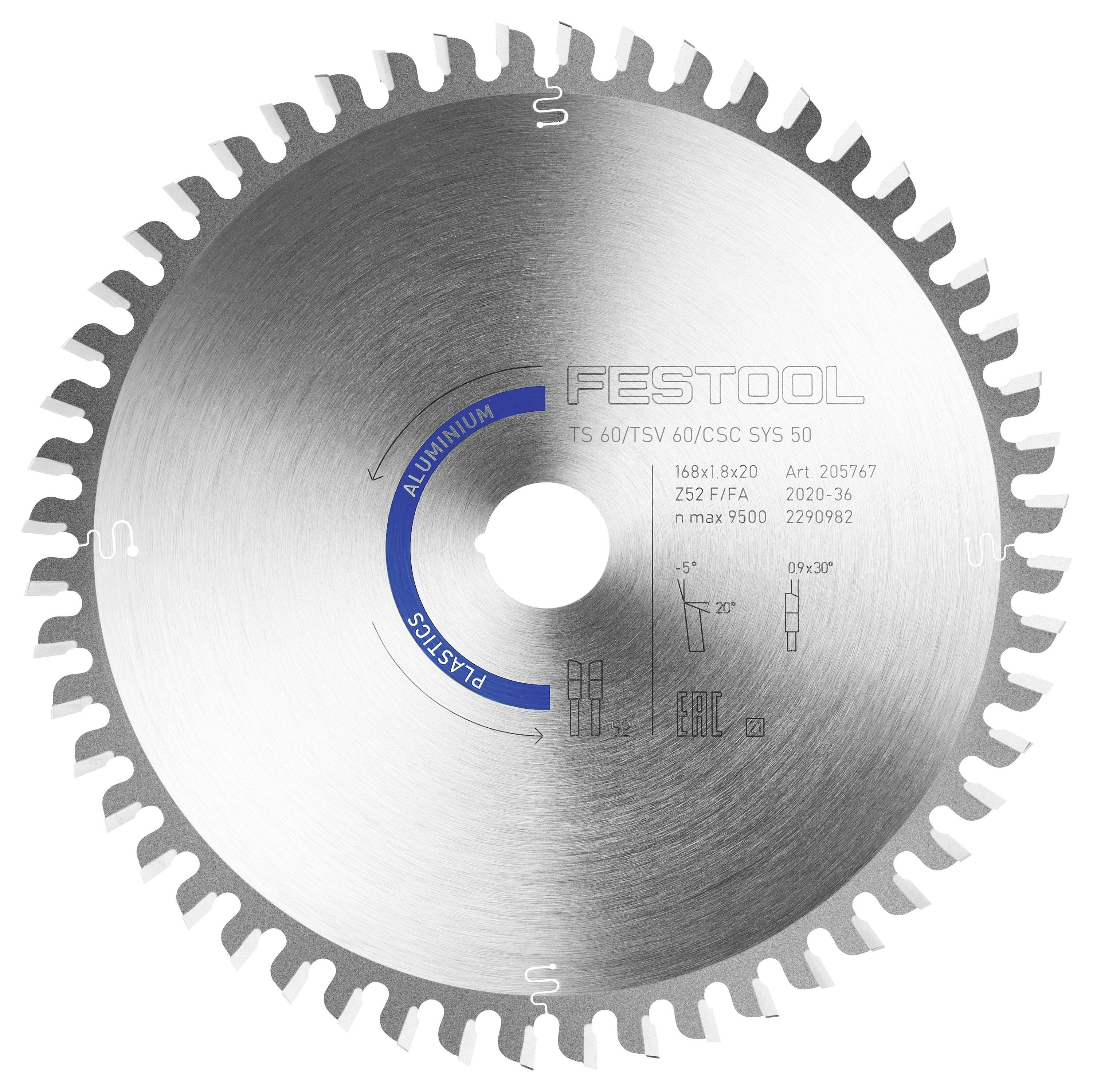 Festool HW 168x1,8x20 F/FA 52 205767 Lama circolare 168 x 20 x 1.20 mm Numero di denti: 52 1 pz.-1