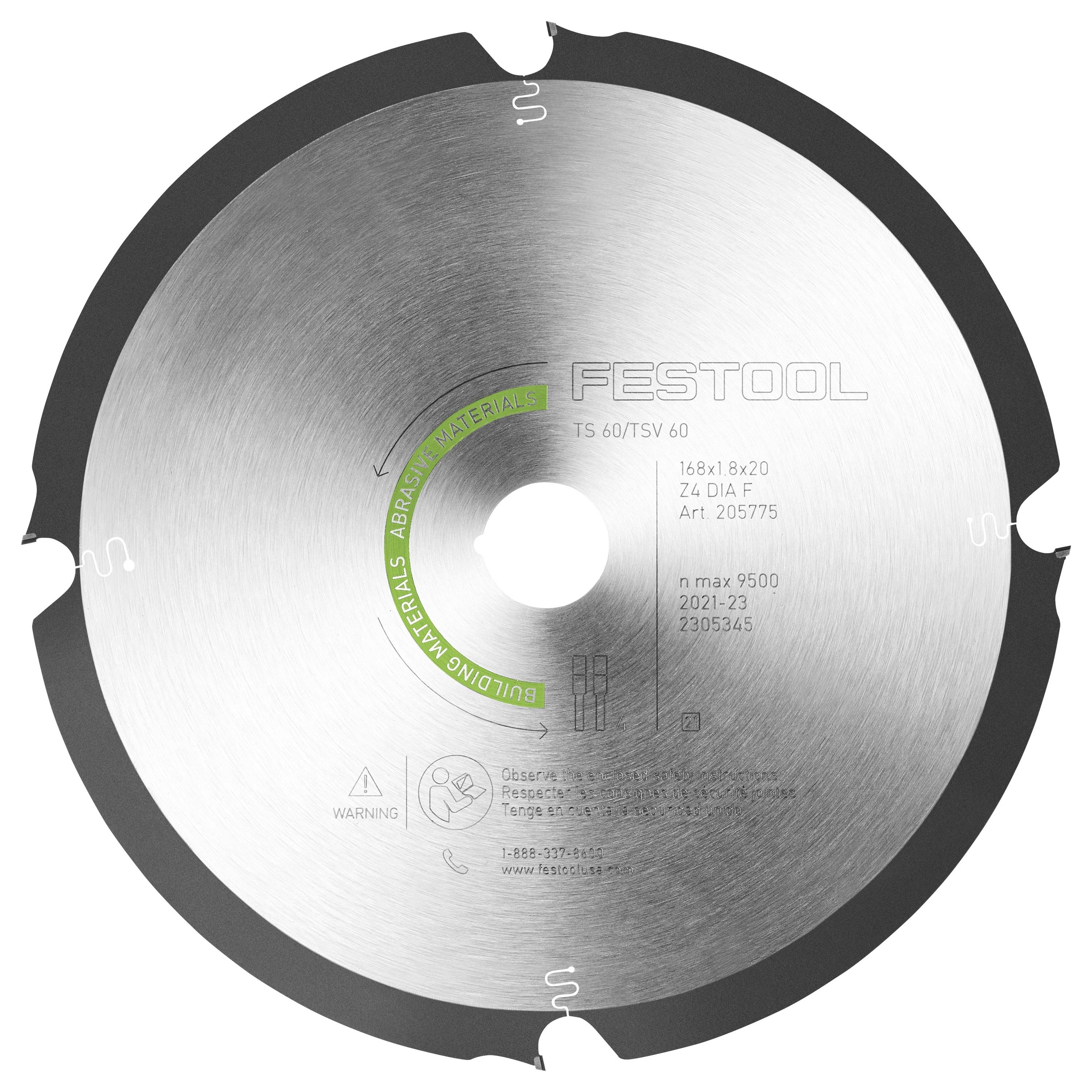 Festool DIA 168x1,8x20 F4 205769 Lama circolare diamantata 168 x 20 x 1.20 mm Numero di denti: 4 1 pz.-1