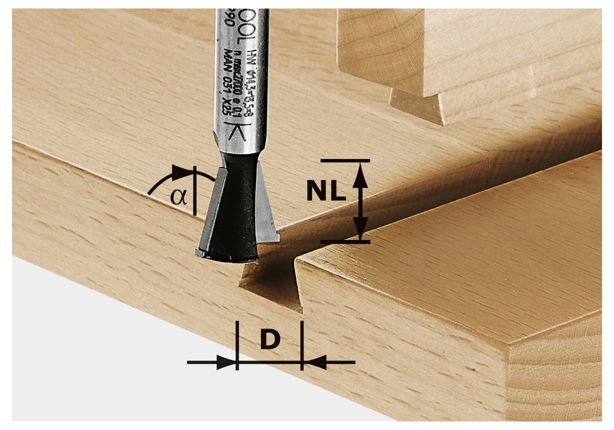 Festool 490990 Fresa per incisione/rebbio Lunghezza 46 mm Dimensione, Ø 14.30 mm Lunghezza operativa 13.50 mm Diametro a-0