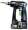 Trapano senza filo con design verde e nero, etichettato 'FESTOOL C 18 Li-Ion'. Il trapano è equipaggiato con una batteria da 18V.
