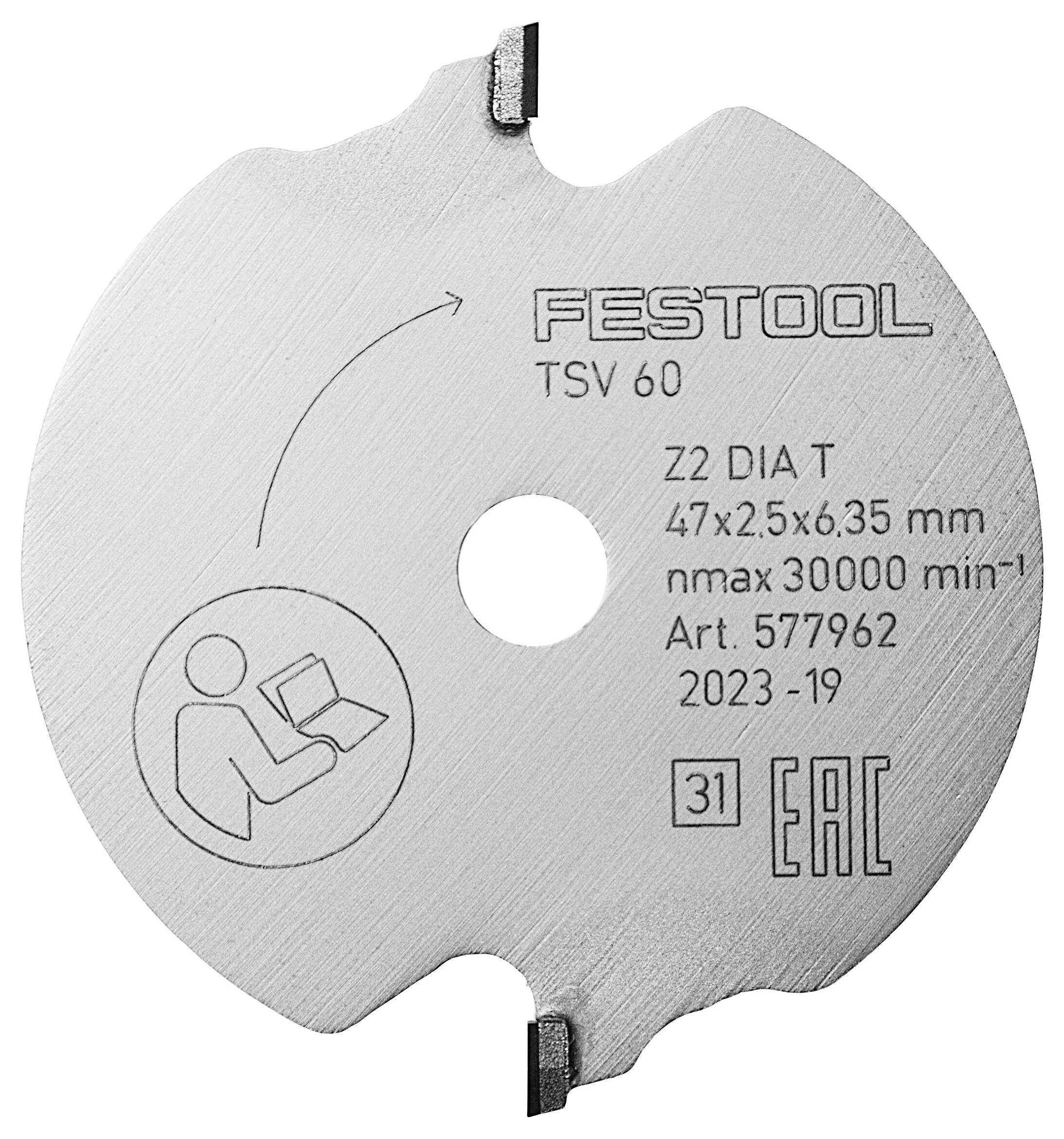 Festool DIA 47x2,5x6,35 T2 577962 Lama circolare per incisione 47 x 6.35 mm Numero di denti: 2 1 pz.-1