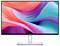 Vista posteriore di un monitor Dell, caratterizzato da un supporto argentato e un design elegante e minimalista.