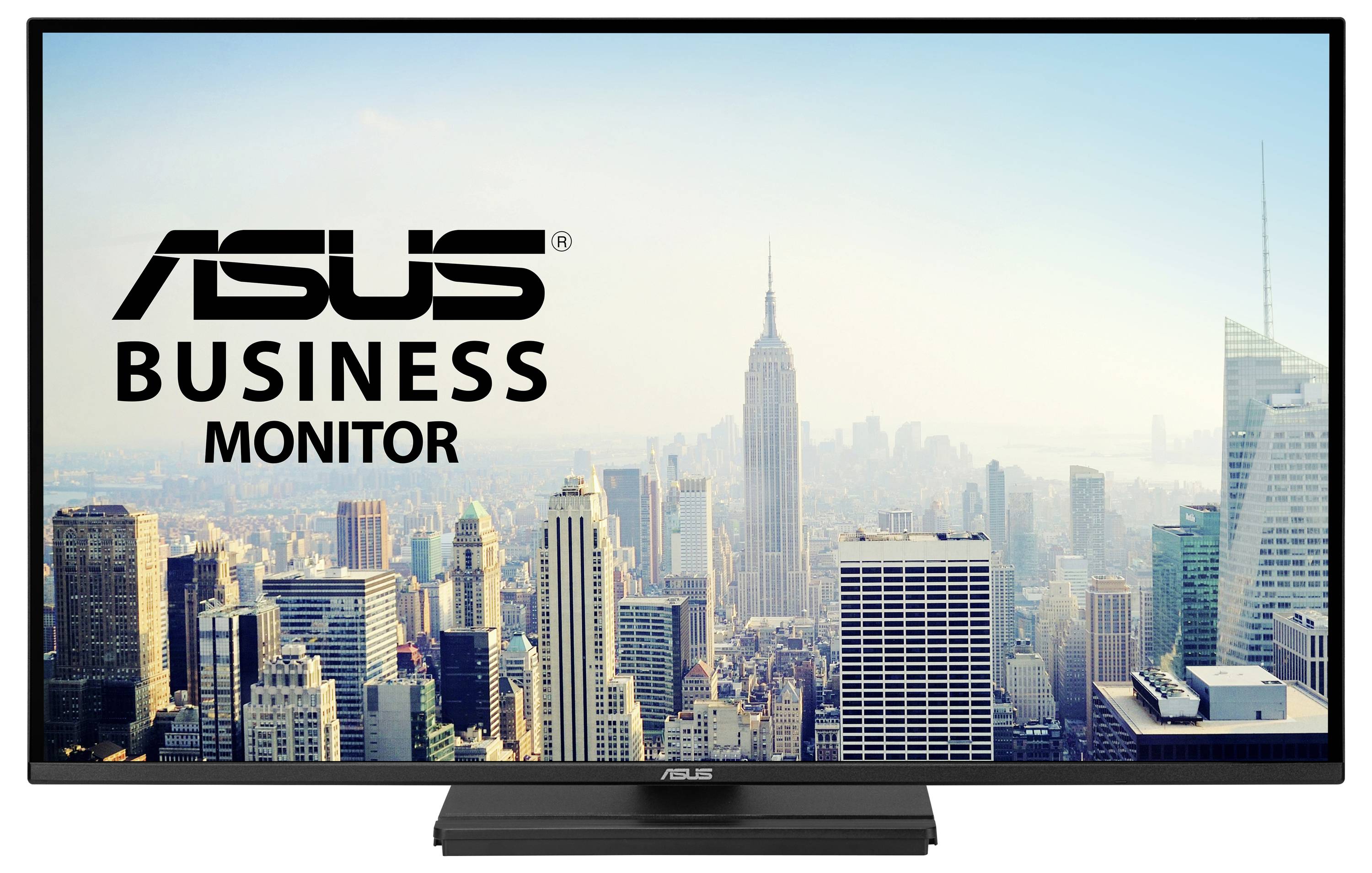 Un monitor per computer ASUS bianco visualizzato da dietro, caratterizzato da un supporto regolabile e una staffa di montaggio visibile.