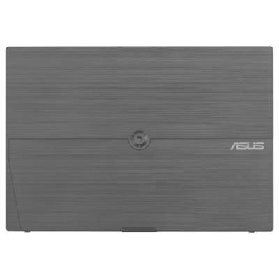 Un laptop color argento chiuso con finitura in metallo spazzolato; il logo ASUS si trova sul lato destro del coperchio.