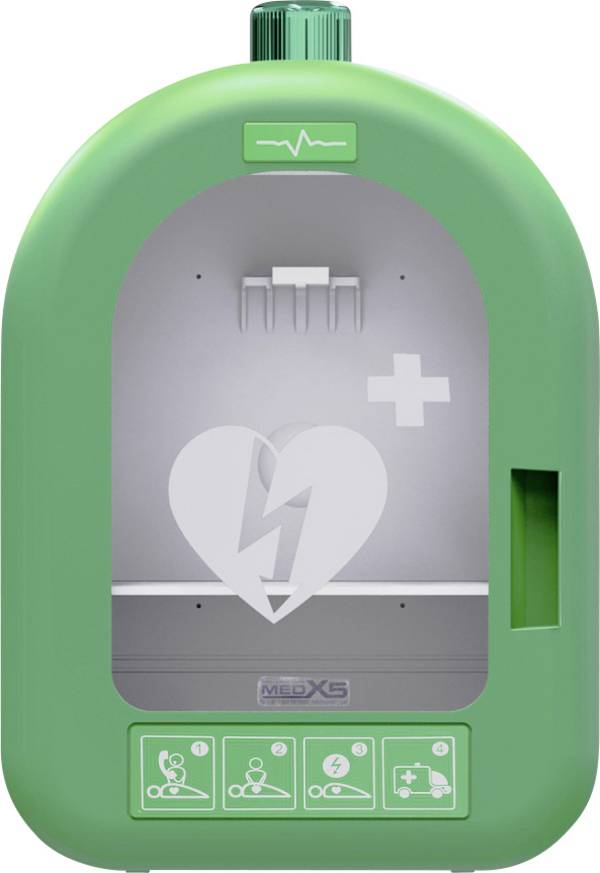 MEDX5 Universal AED-PVC-Innenwandkasten mit akustischem und optischem Alarm, grün Scatola a parete per DEFI Ambiente interno   PVC